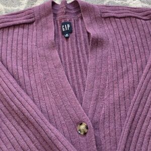 GAP Women's Ribbed Cardigan Sweater - Purple
